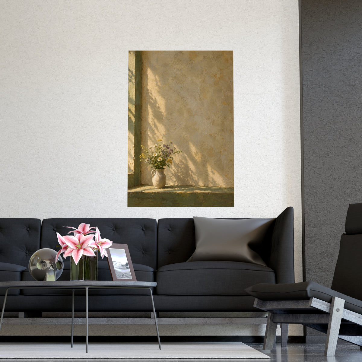 Wildflowers in a Milk Jug — wildflowers in a milk jug, shown framed on a wall