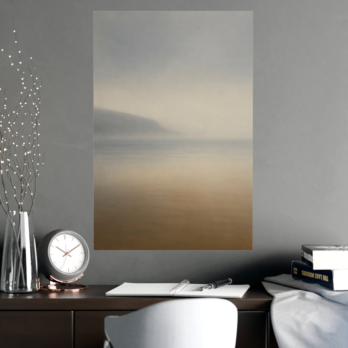 Headland in Mist — headland in mist, shown framed on a wall