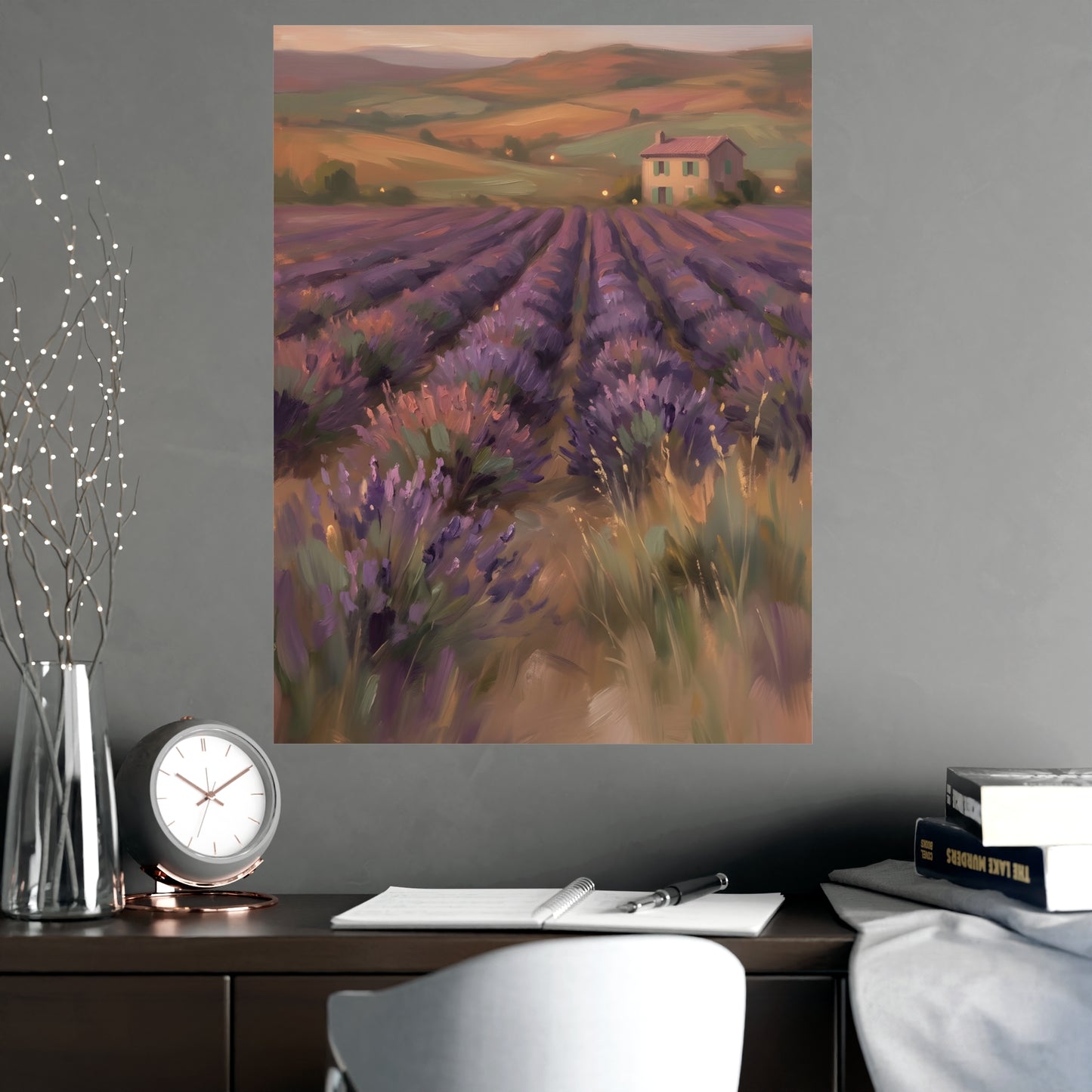 Lavendelfelder in der Dämmerung | Romantisches Wandbild | Kunstdruck