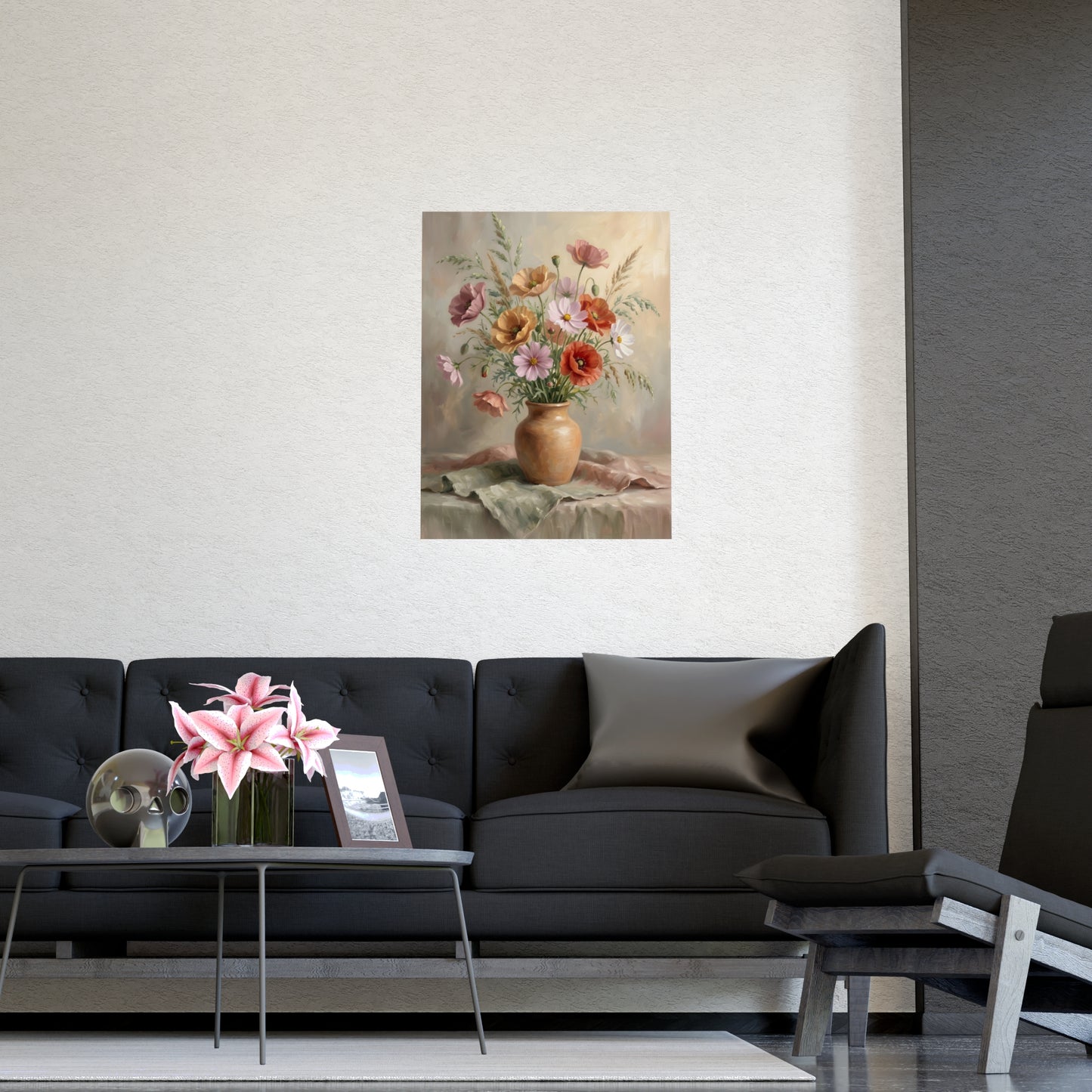 Bouquet de coquelicots et cosmos | Affiche Murale Romantique | Peinture