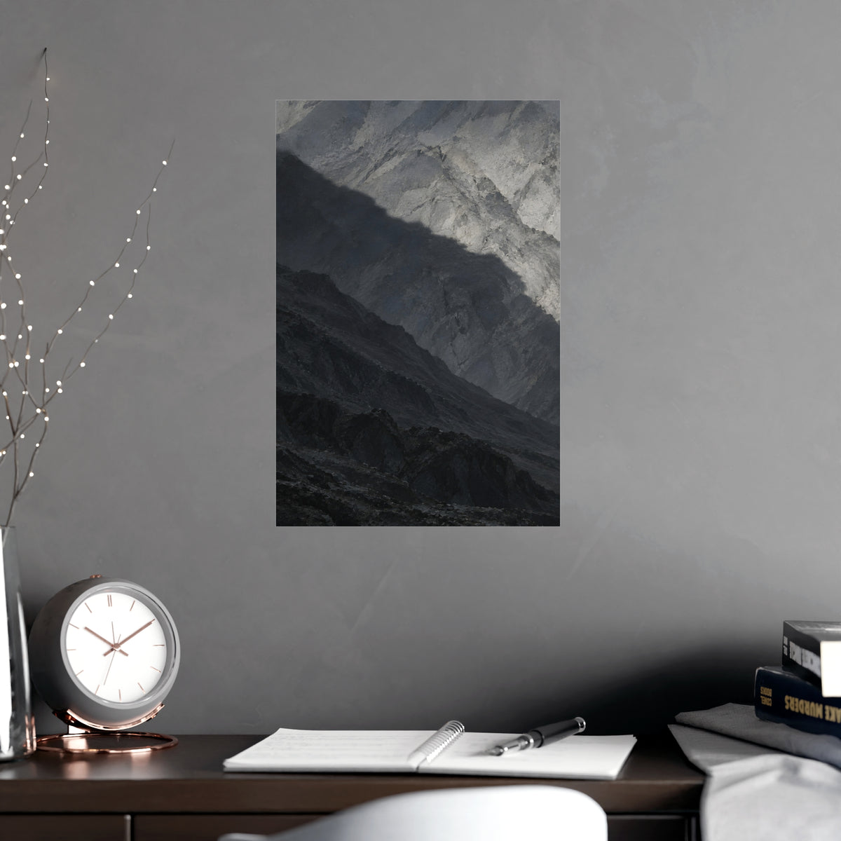 The Shadow of a Mountain — the shadow of a mountain, shown framed on a wall
