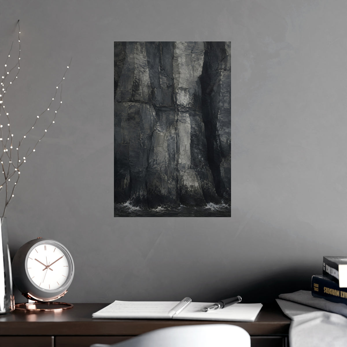 Sea Cliffs — sea cliffs, shown framed on a wall
