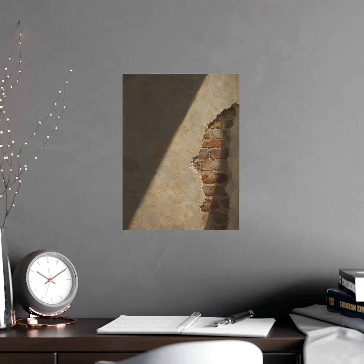 Where the Plaster Fell — where the plaster fell, shown framed on a wall