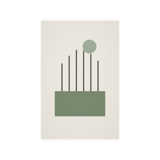 Sage Neutral Lines Boho Wall Art | Living Room Print