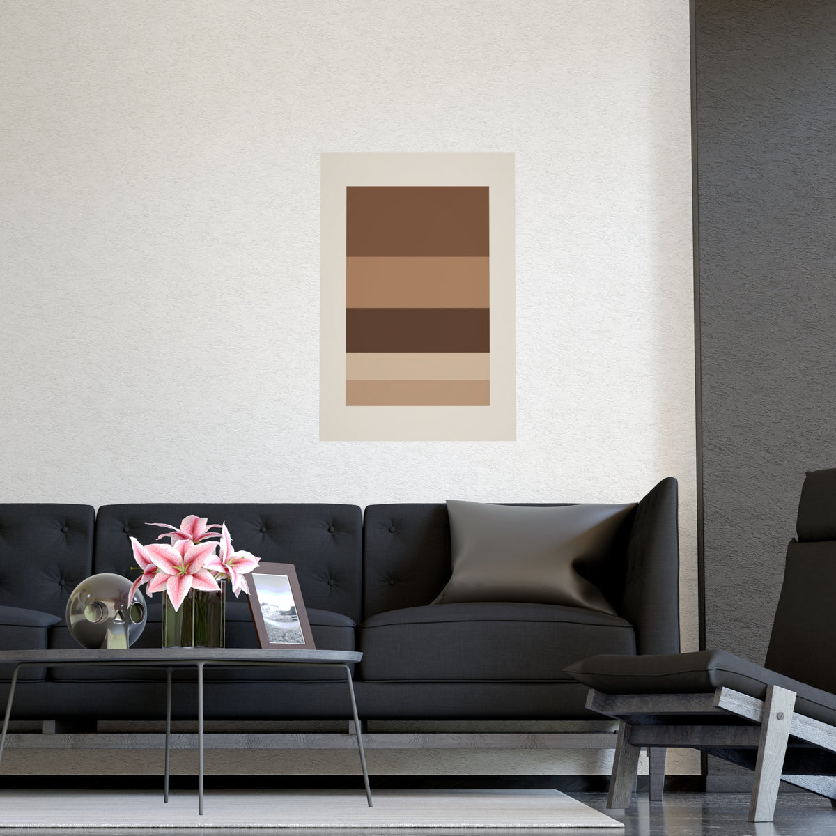 Sand Clay Blocks Modern Wall Art — blocks in a sand clay palette, shown framed on a wall