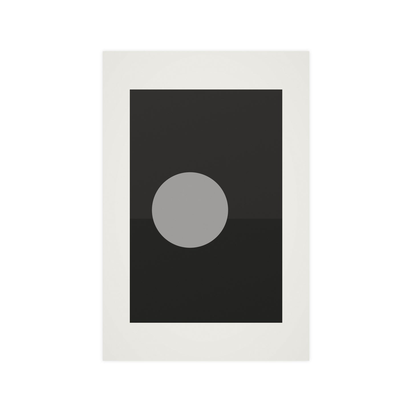 Charcoal Cream Sun Landscape Wall Art | Living Room Print