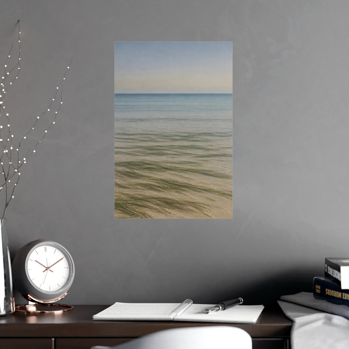 Combed by the Tide — combed by the tide, shown framed on a wall