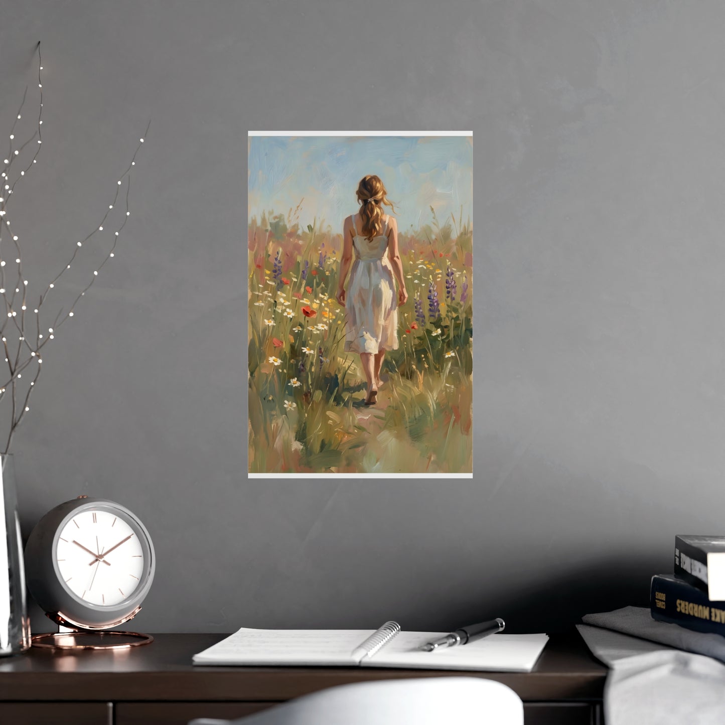 Spaziergang durch die Blumenwiese | Romantisches Wandbild | Kunstdruck