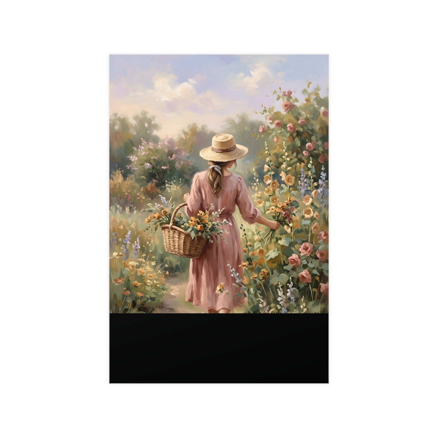 Gathering Flowers | Romantic Oil Painting Print | Wall Art
