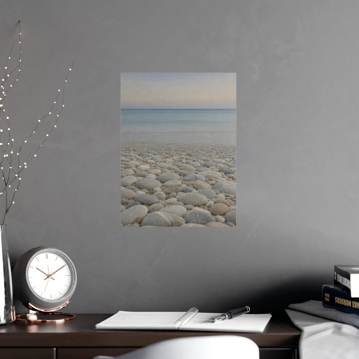 Pebbles Up Close — pebbles up close, shown framed on a wall