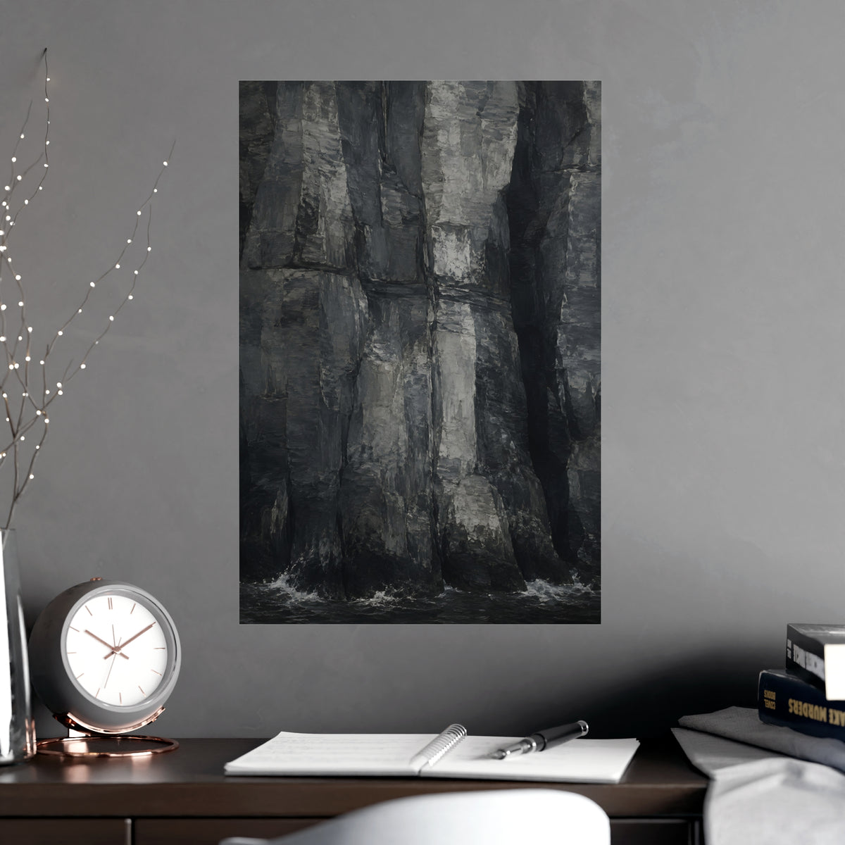 Sea Cliffs — sea cliffs, shown framed on a wall