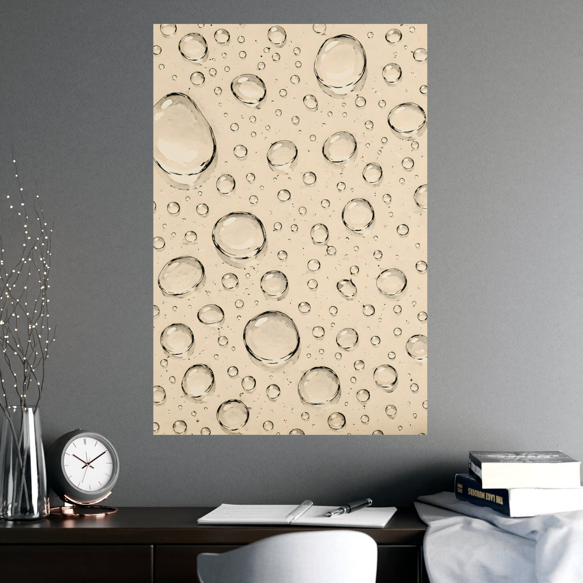 Water Drops — water drops, shown framed on a wall