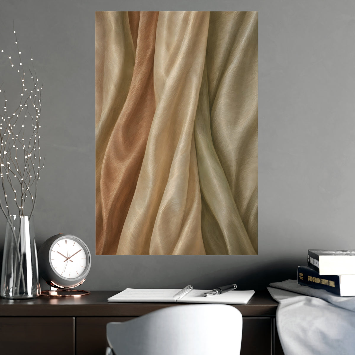 Raw Silk — raw silk, shown framed on a wall