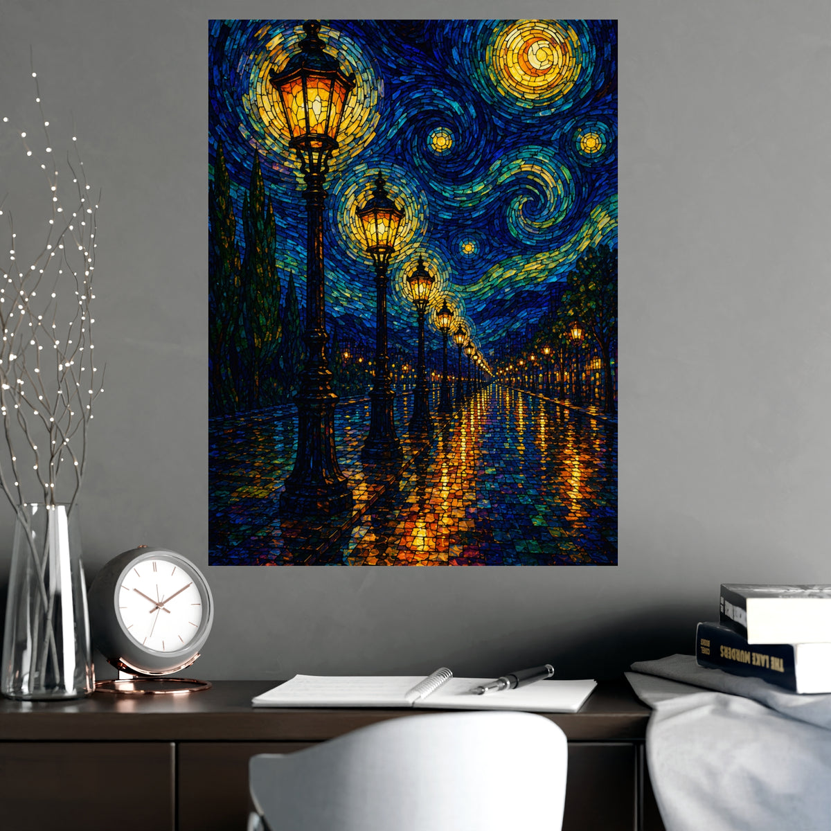 Avenue of Lamps — avenue of lamps, shown framed on a wall