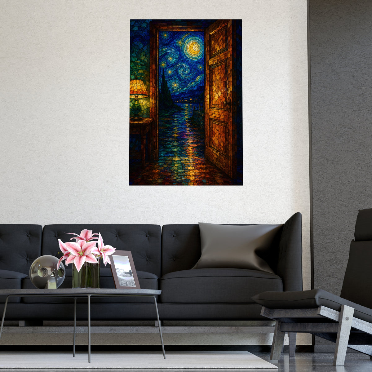 Out through the Door — out through the door, shown framed on a wall