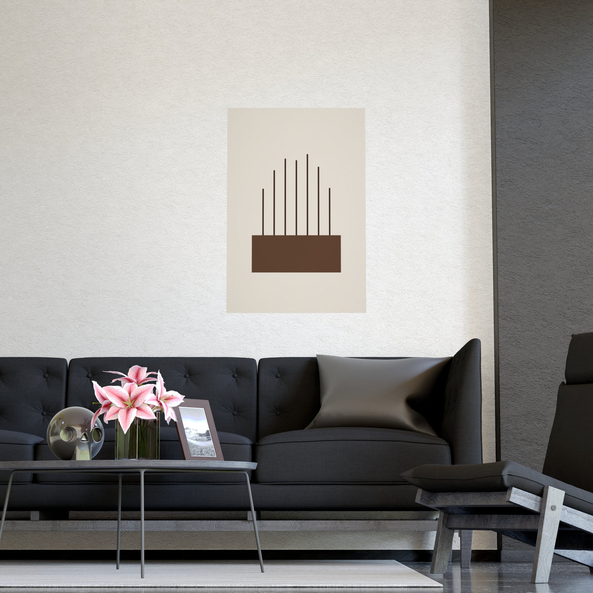 Sand Clay Lines Wall Art — lines in a sand clay palette, shown framed on a wall