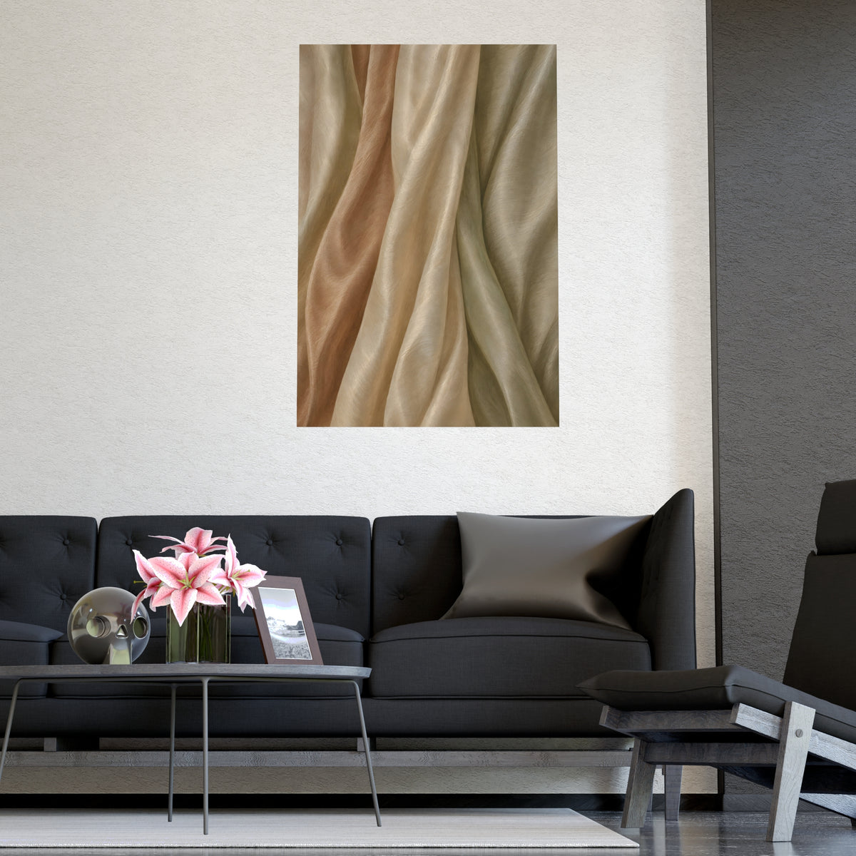 Raw Silk — raw silk, shown framed on a wall