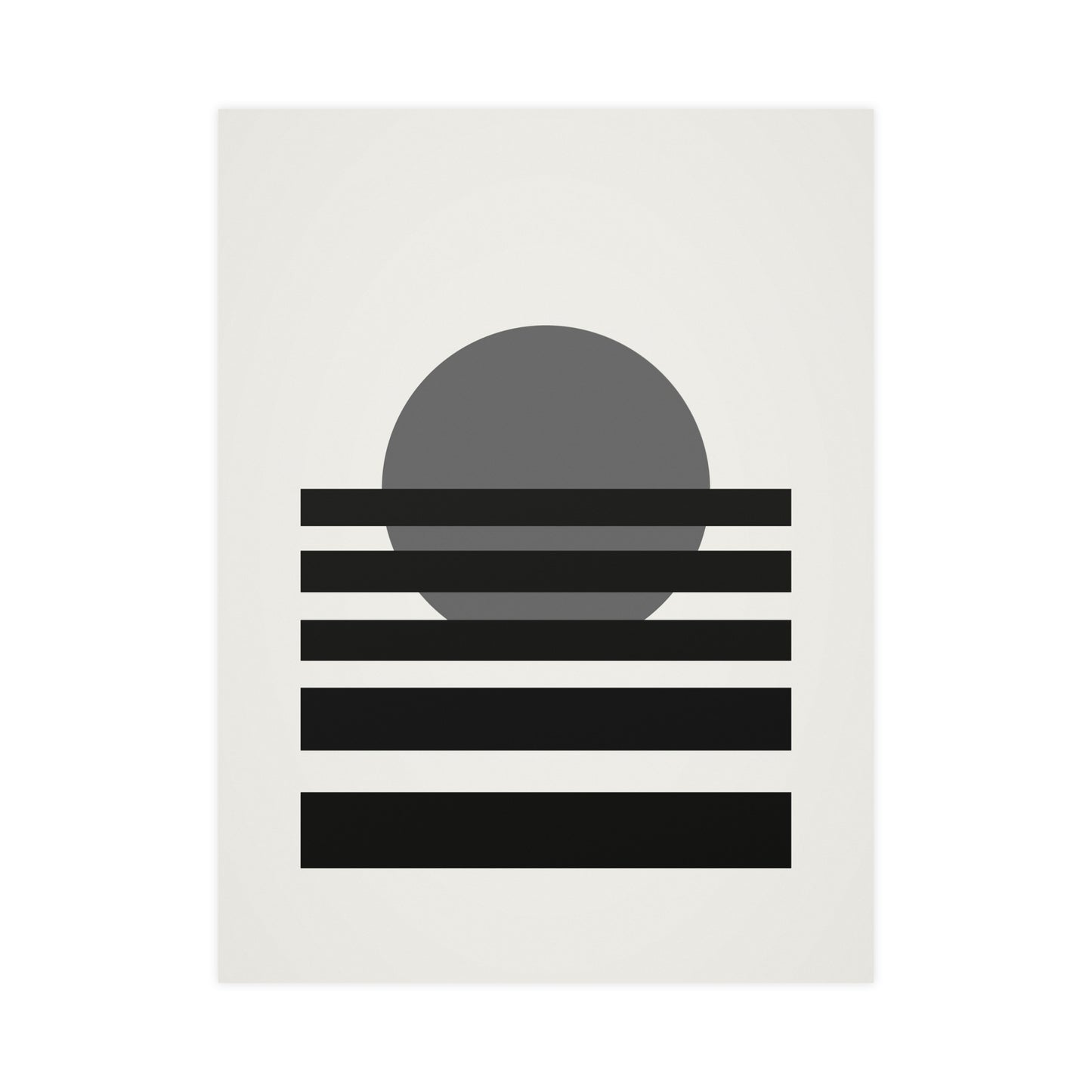 Charcoal Cream Sunset Landscape Wall Art | Living Room Print