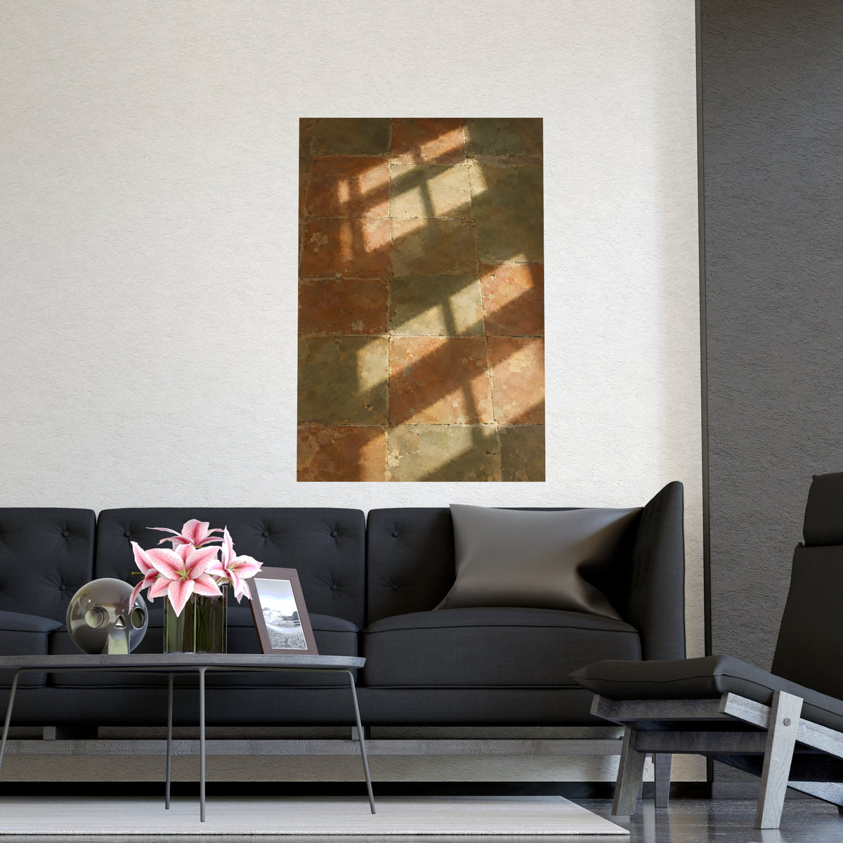 Light on the Tiles — light on the tiles, shown framed on a wall