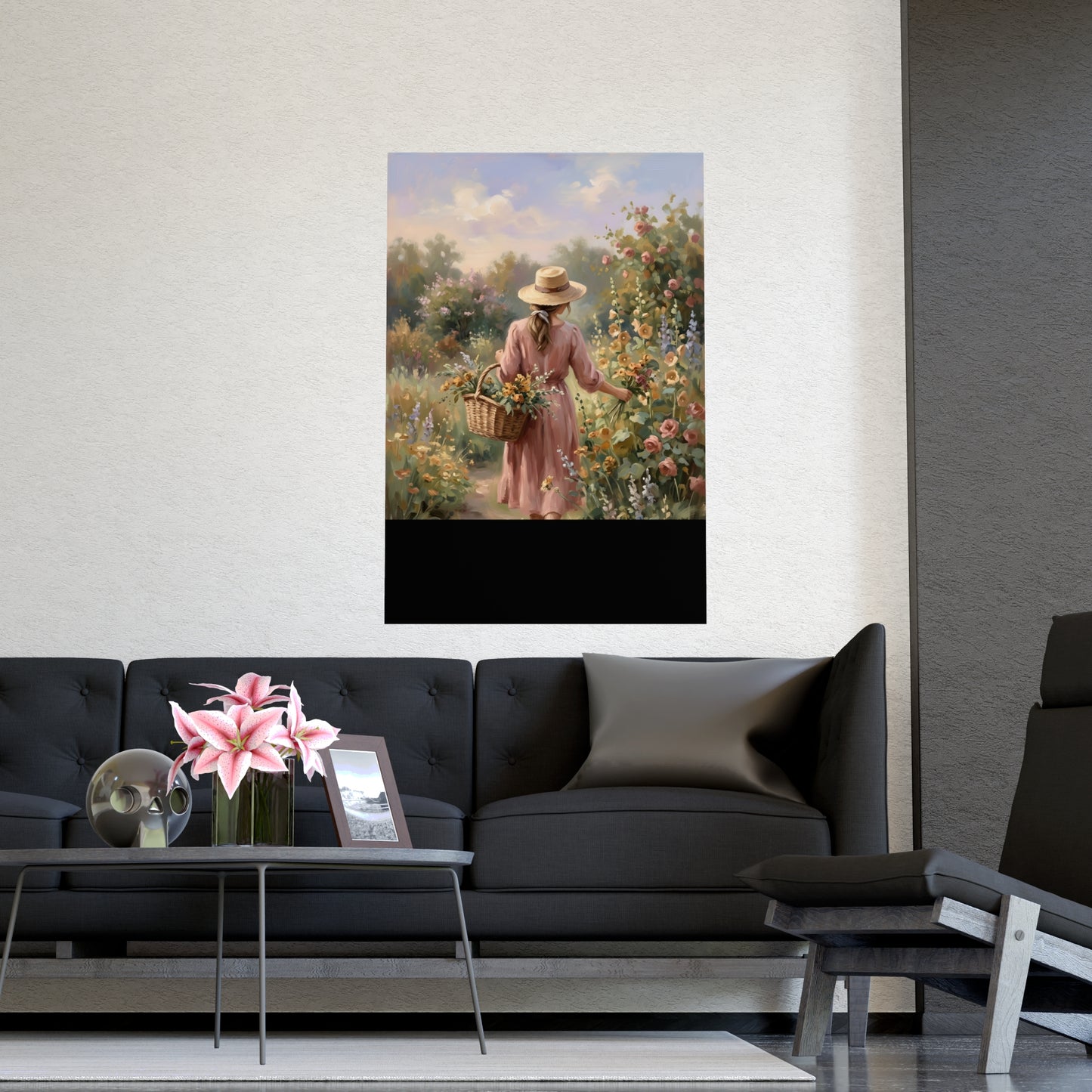 Gathering Flowers | Romantic Oil Painting Print | Wall Art