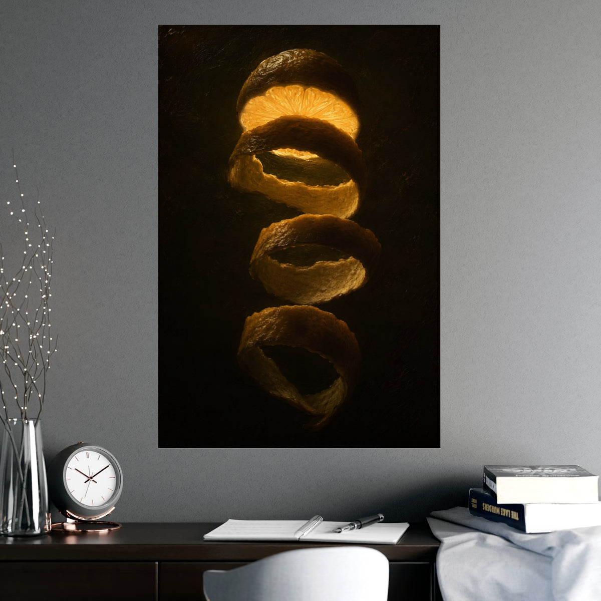 Lemon, Backlit — lemon, backlit, shown framed on a wall