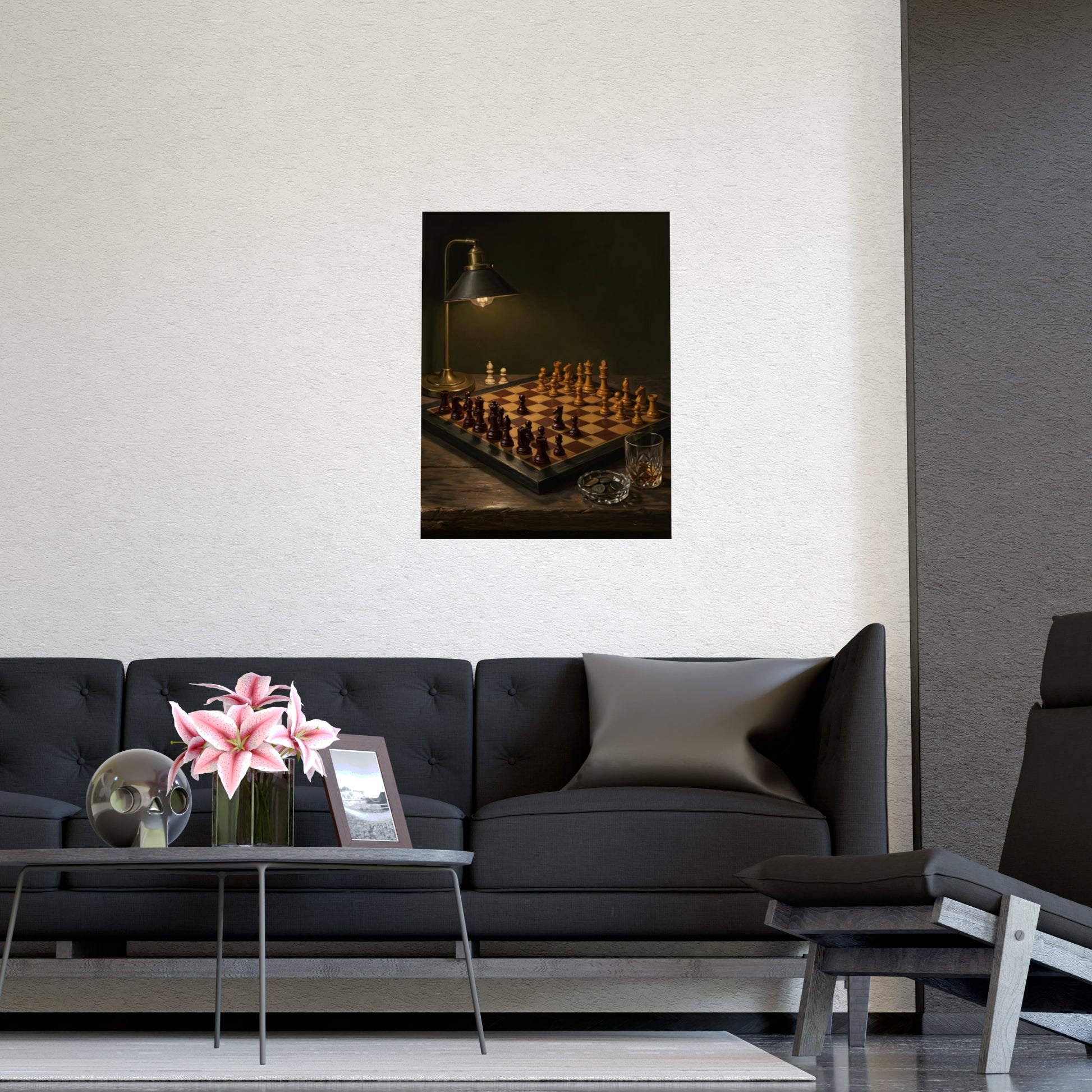 The Game, Unfinished framed on a cream wall in a living room, 11x17 in print