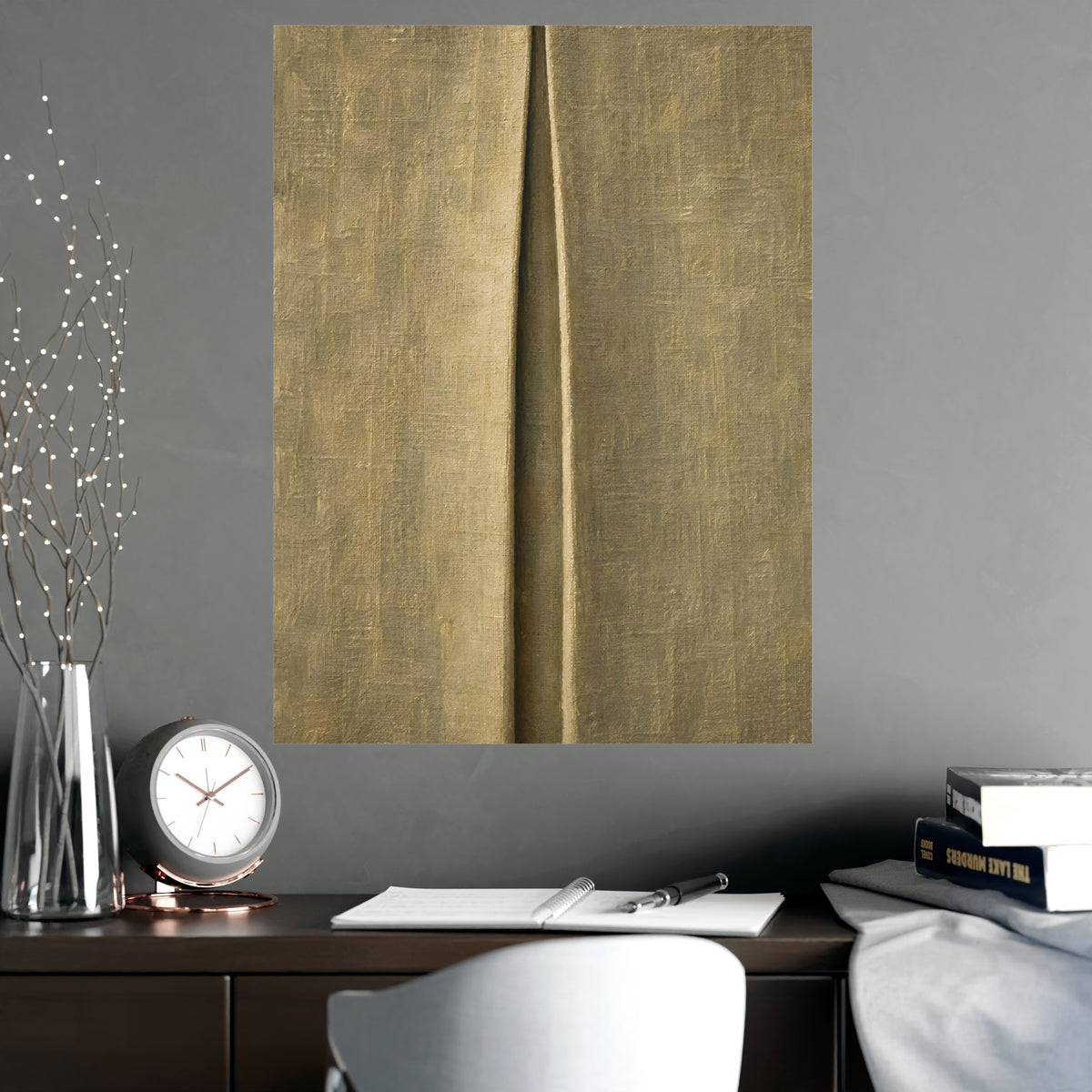 One Pleat — one pleat, shown framed on a wall
