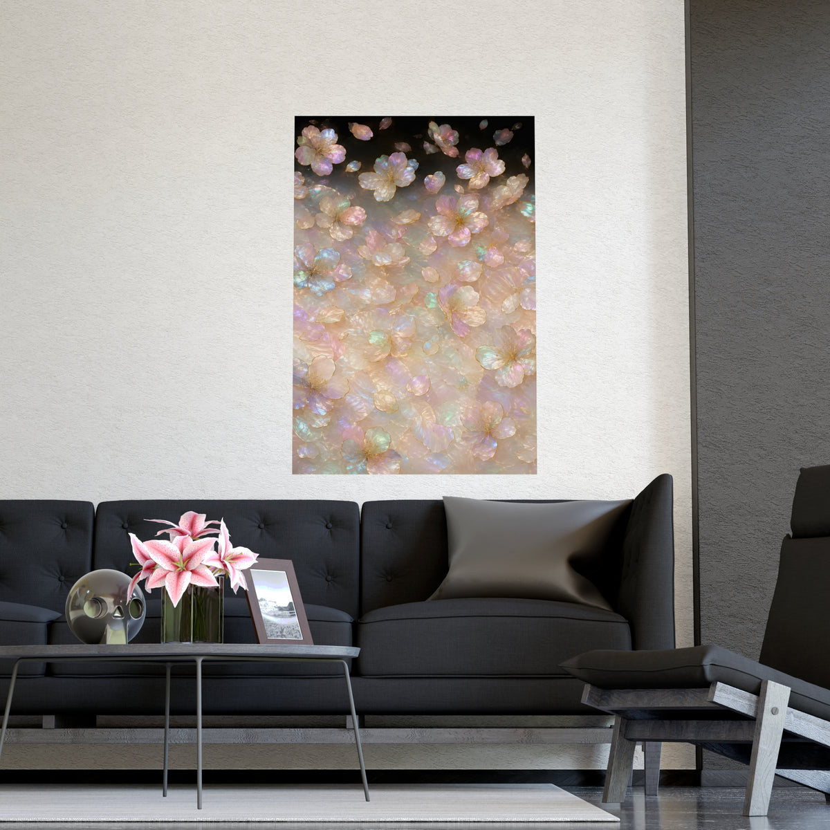 Petals, Scattered — petals, scattered, shown framed on a wall
