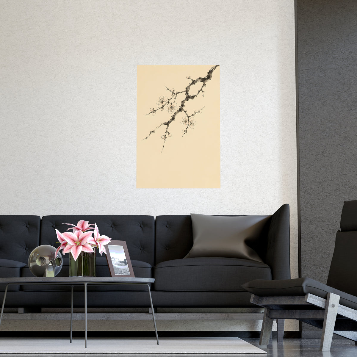 Plum Branch — plum branch, shown framed on a wall