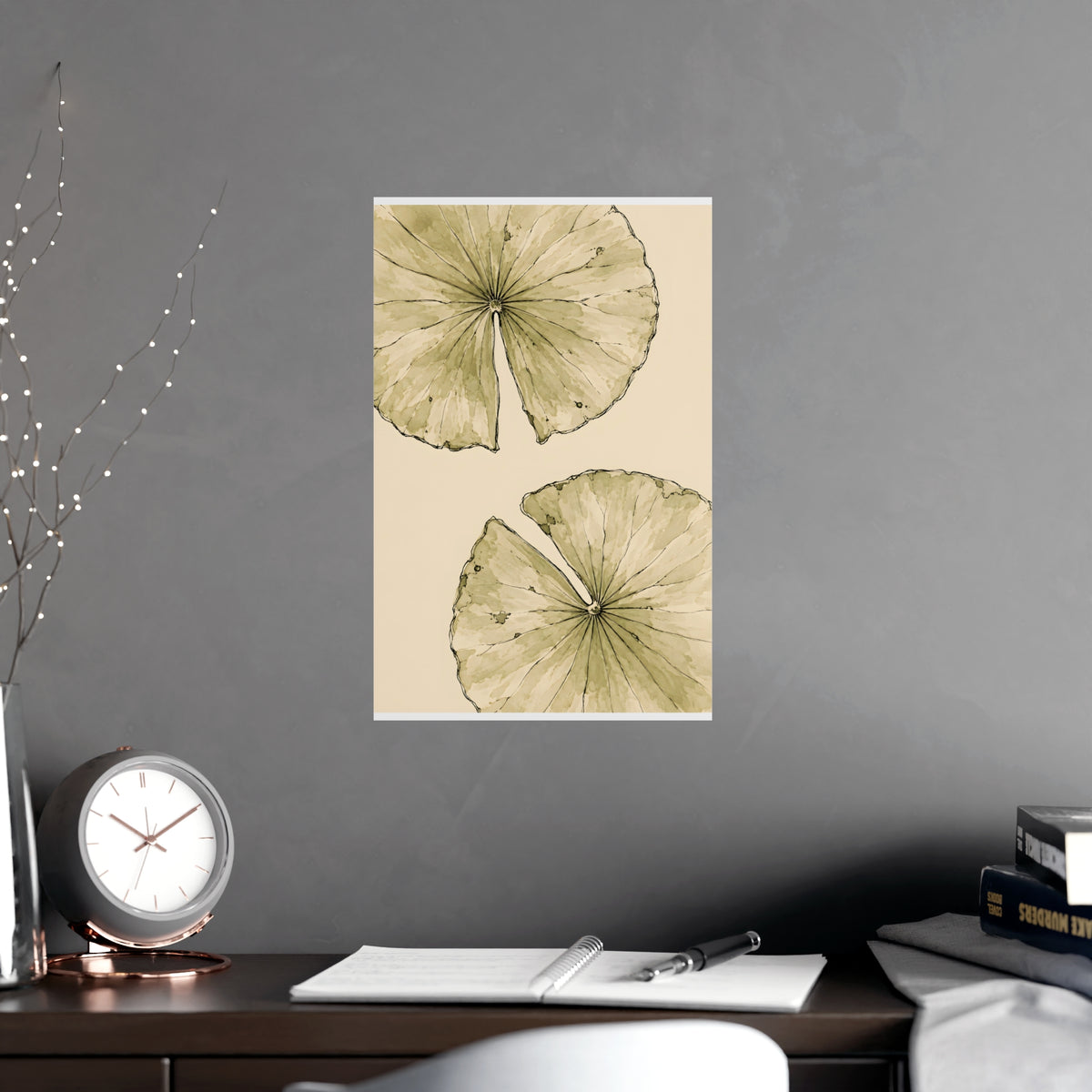 Lily Pads from Above — lily pads from above, shown framed on a wall