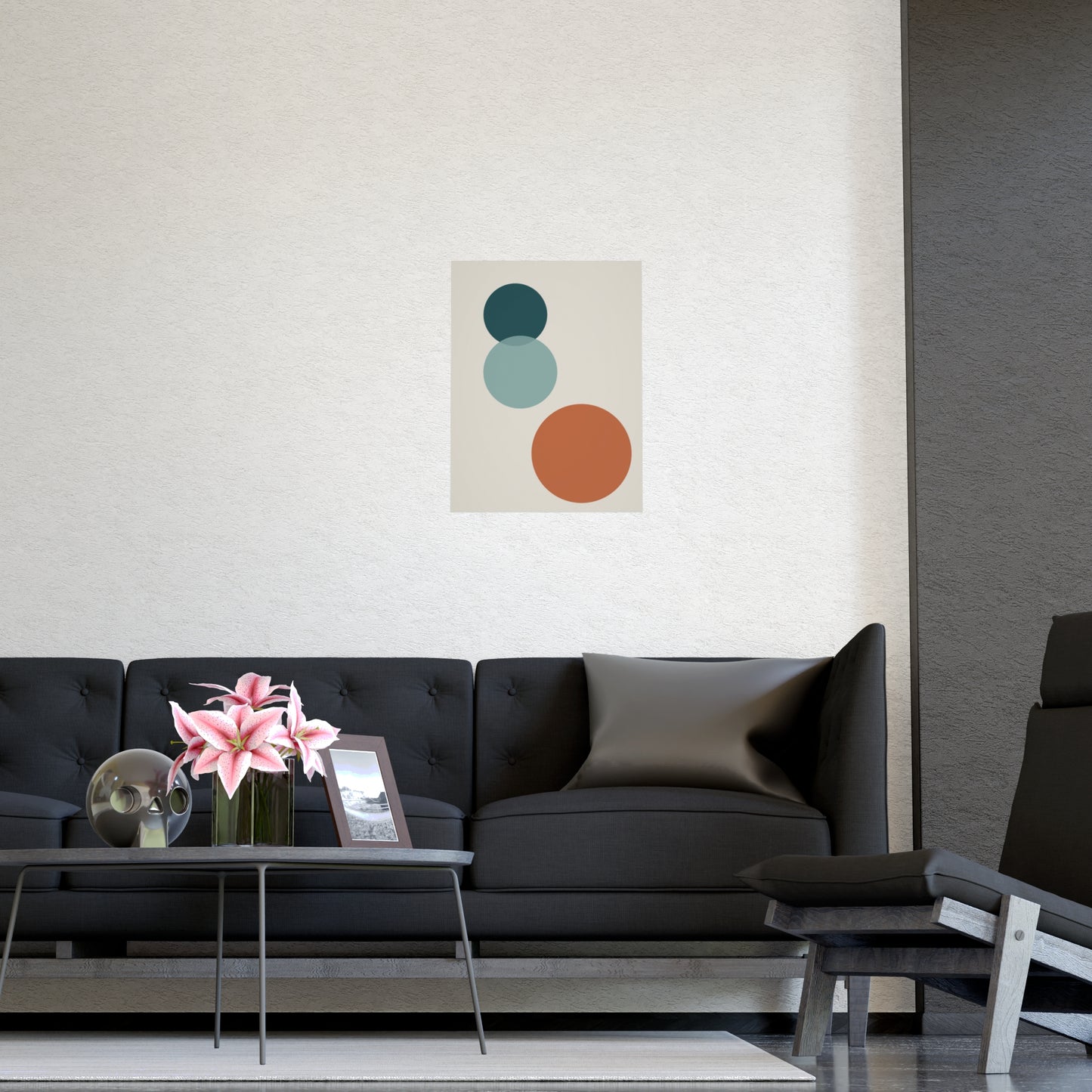 Deep Teal Circles Modern Wall Art | Living Room Print