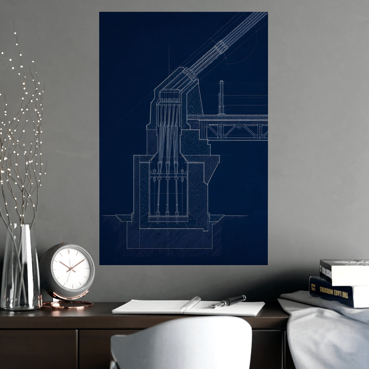 Cable Anchorage — cable anchorage, shown framed on a wall