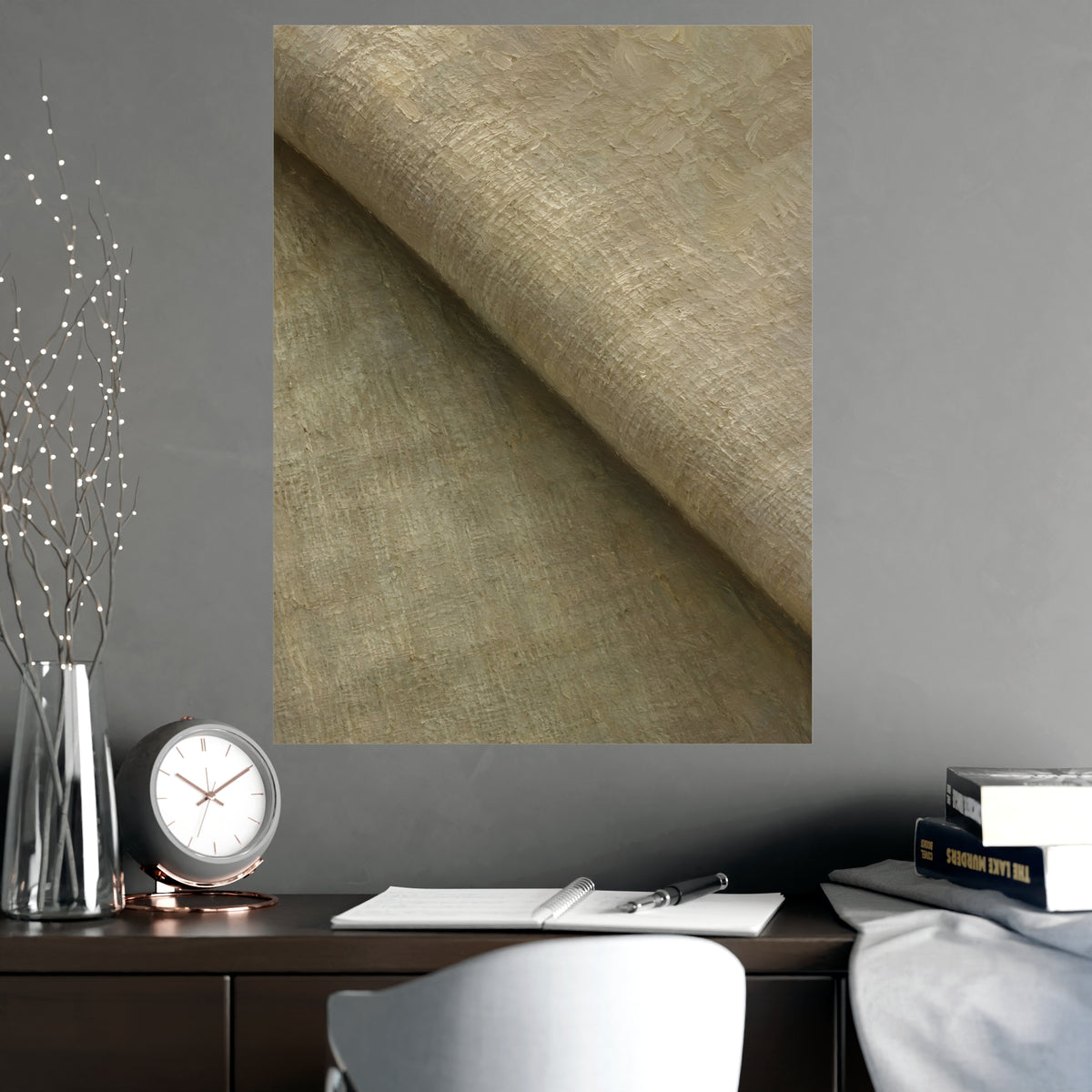 Folded Linen — folded linen, shown framed on a wall