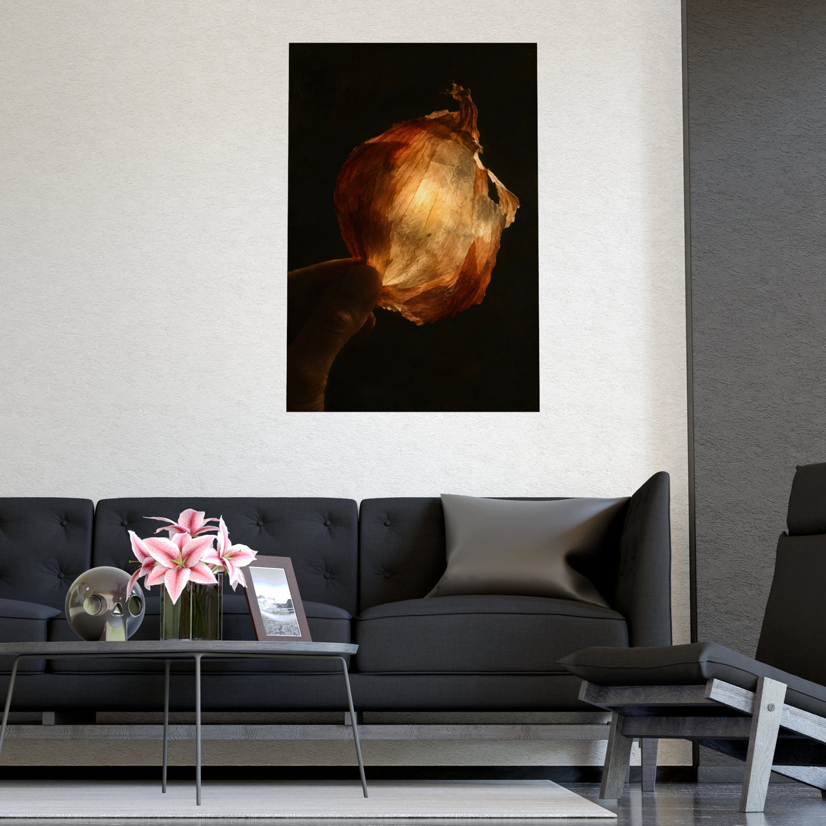 Through the Onion Skin — through the onion skin, shown framed on a wall