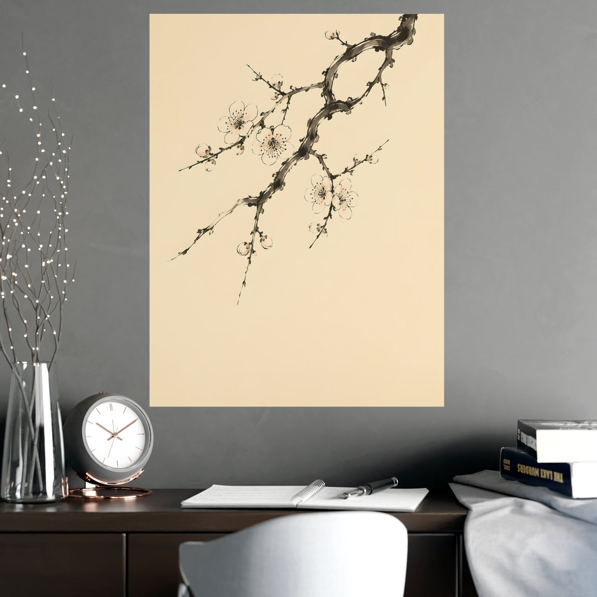 Plum Branch — plum branch, shown framed on a wall