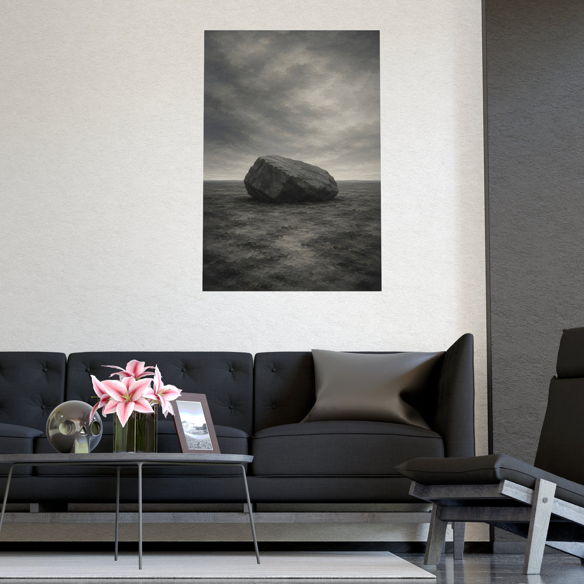 One Boulder — one boulder, shown framed on a wall