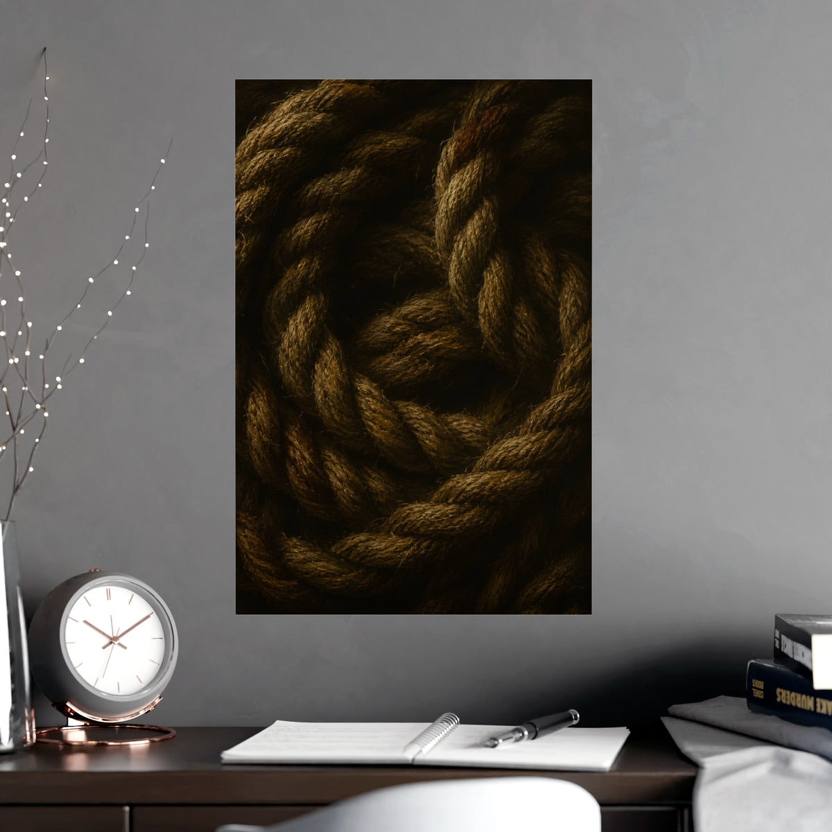Coil of Rope — coil of rope, shown framed on a wall