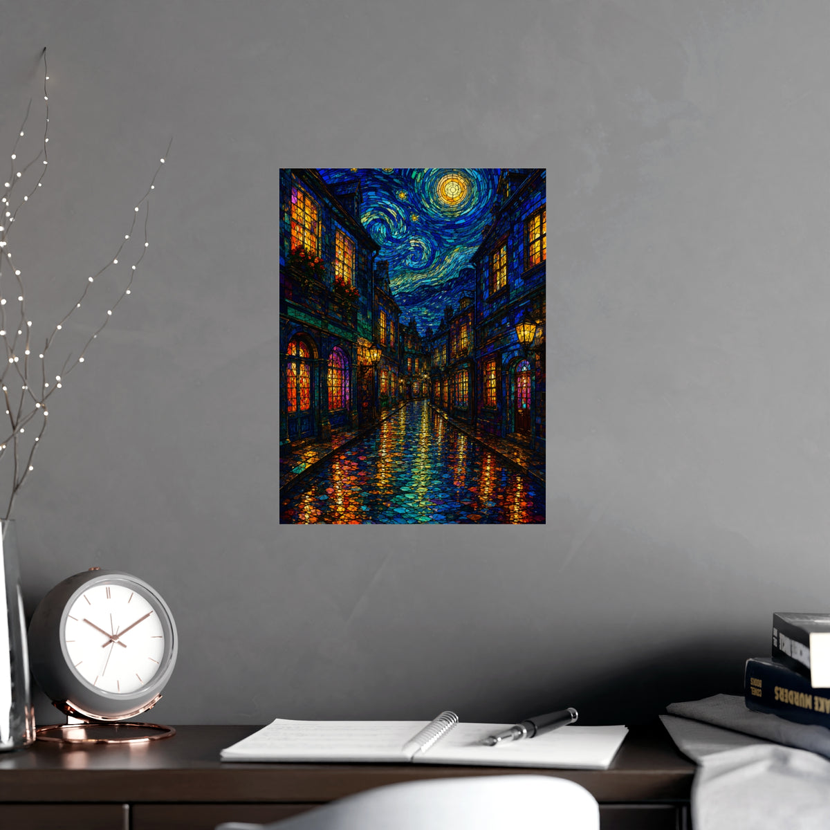 Wet Street — wet street, shown framed on a wall