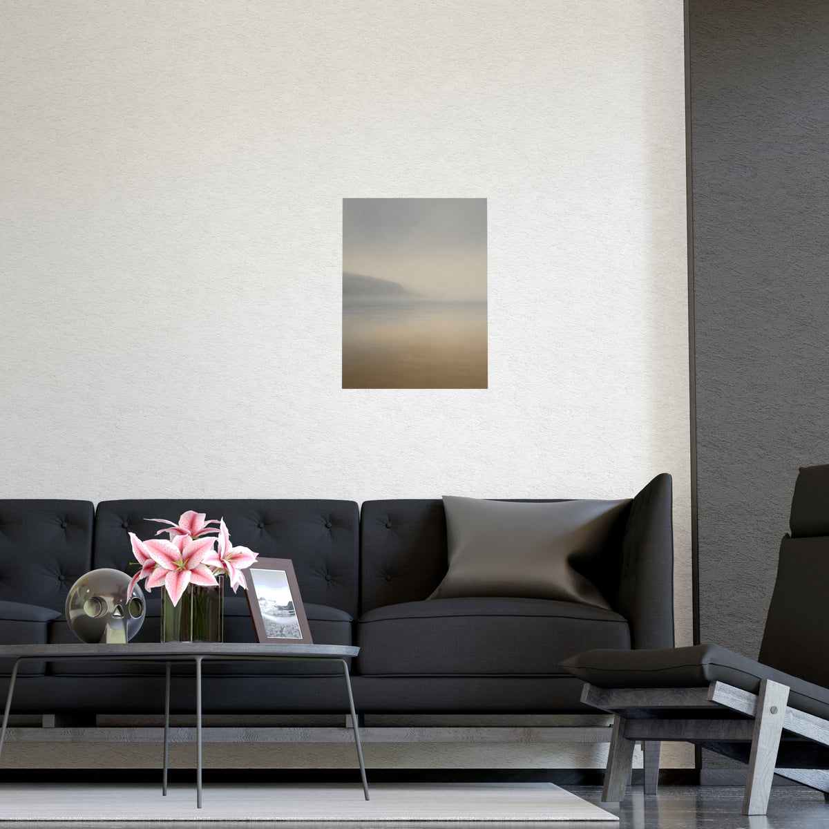 Headland in Mist — headland in mist, shown framed on a wall