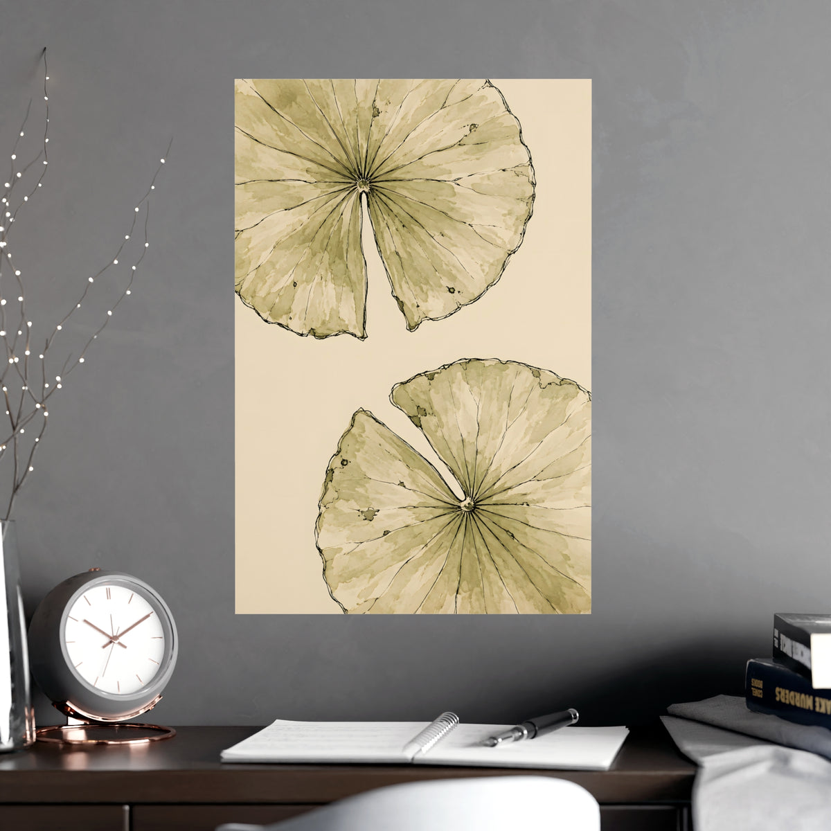 Lily Pads from Above — lily pads from above, shown framed on a wall