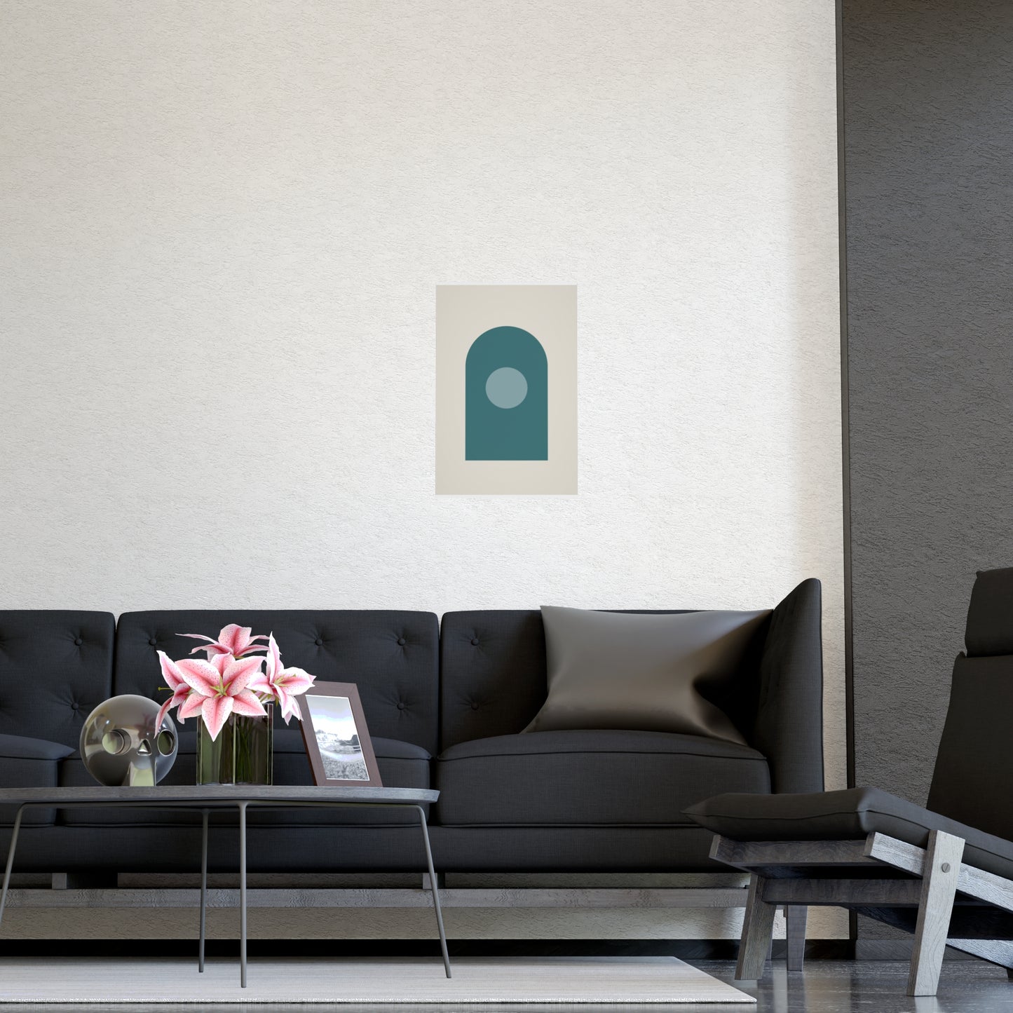 Deep Teal Arch Modern Wall Art | Living Room Print