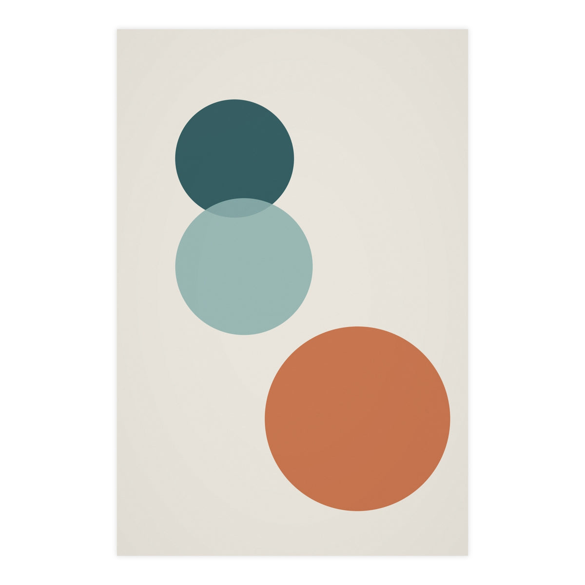 Deep Teal Circles Modern Wall Art — circles in a deep teal palette, 24x36 in print