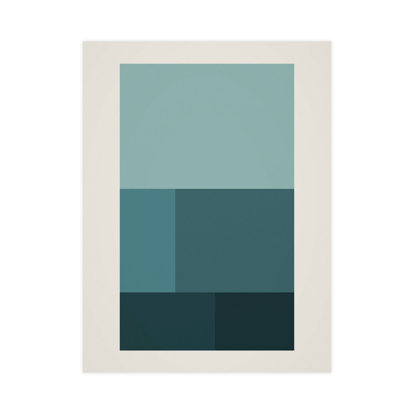 Deep Teal Blocks Modern Wall Art | Living Room Print