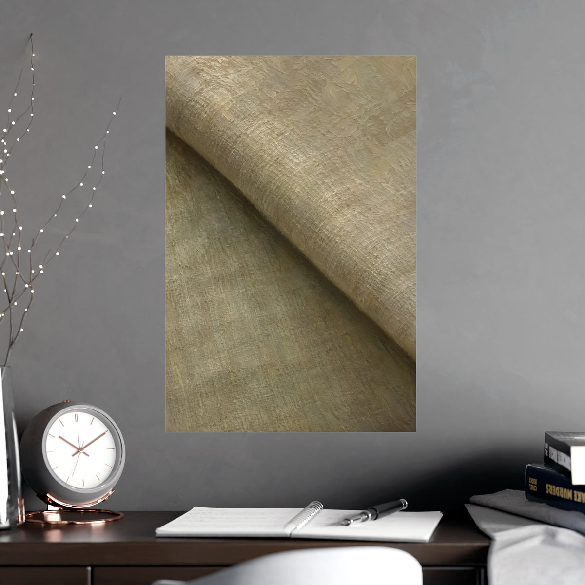 Folded Linen — folded linen, shown framed on a wall