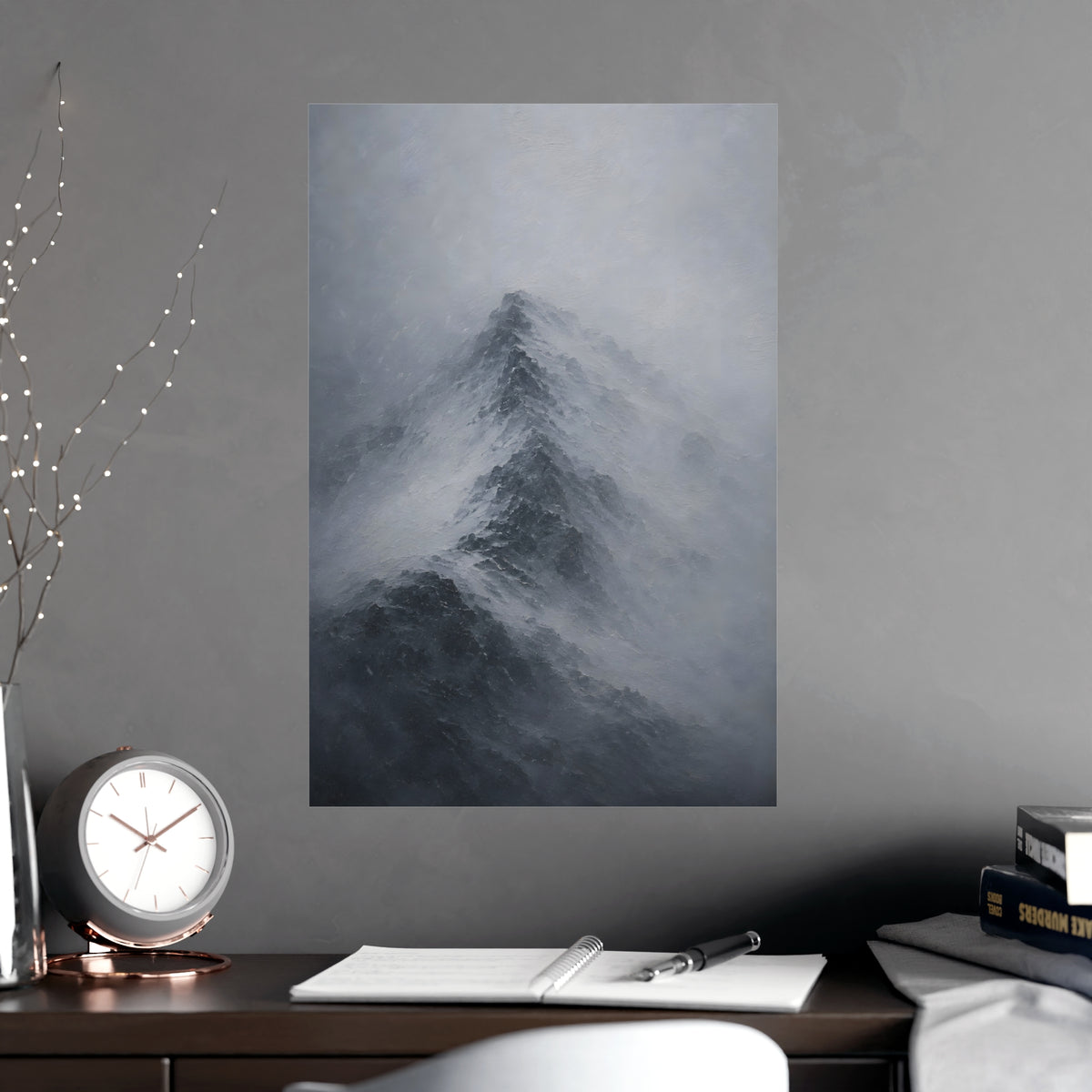 Through the Snow — through the snow, shown framed on a wall