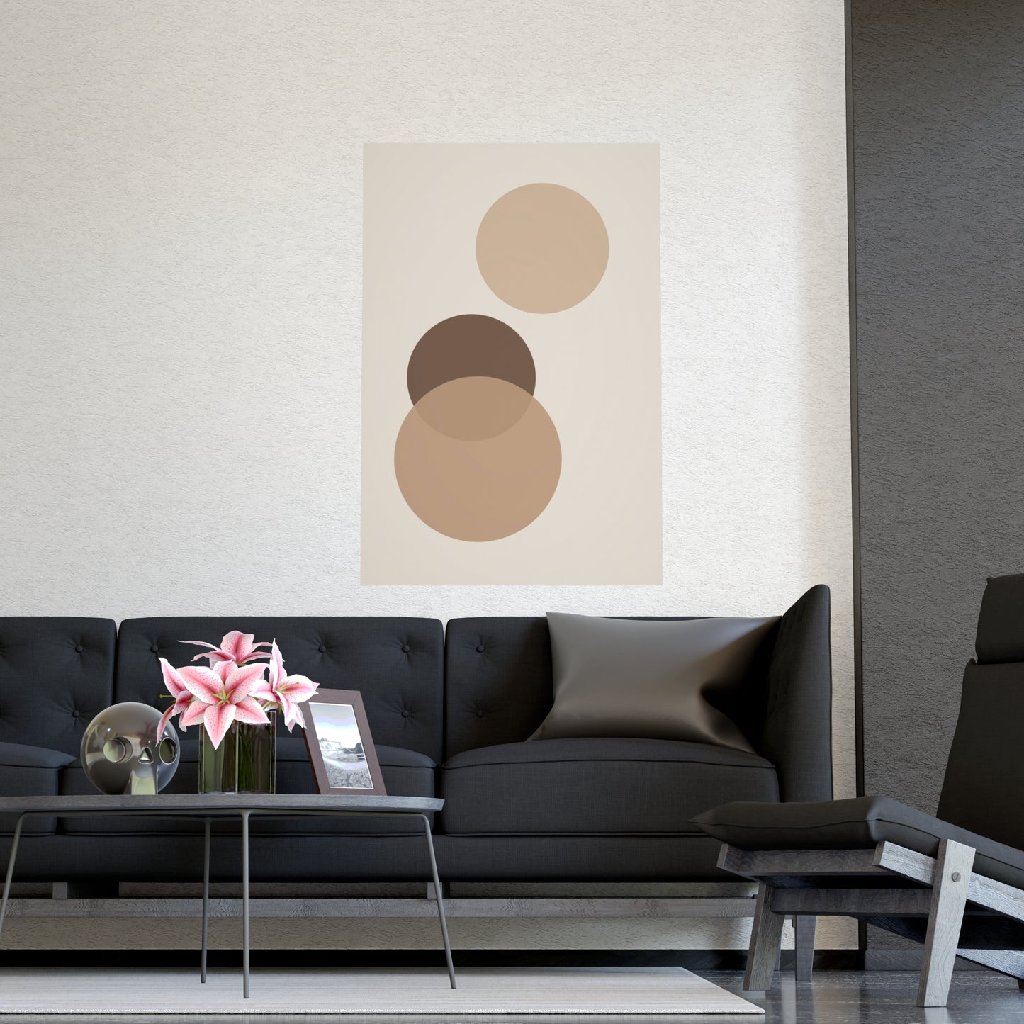 Sand Clay Circles Modern Wall Art | Living Room Print