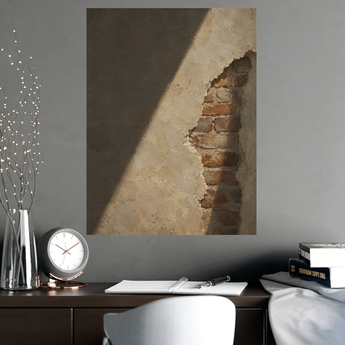 Where the Plaster Fell — where the plaster fell, shown framed on a wall