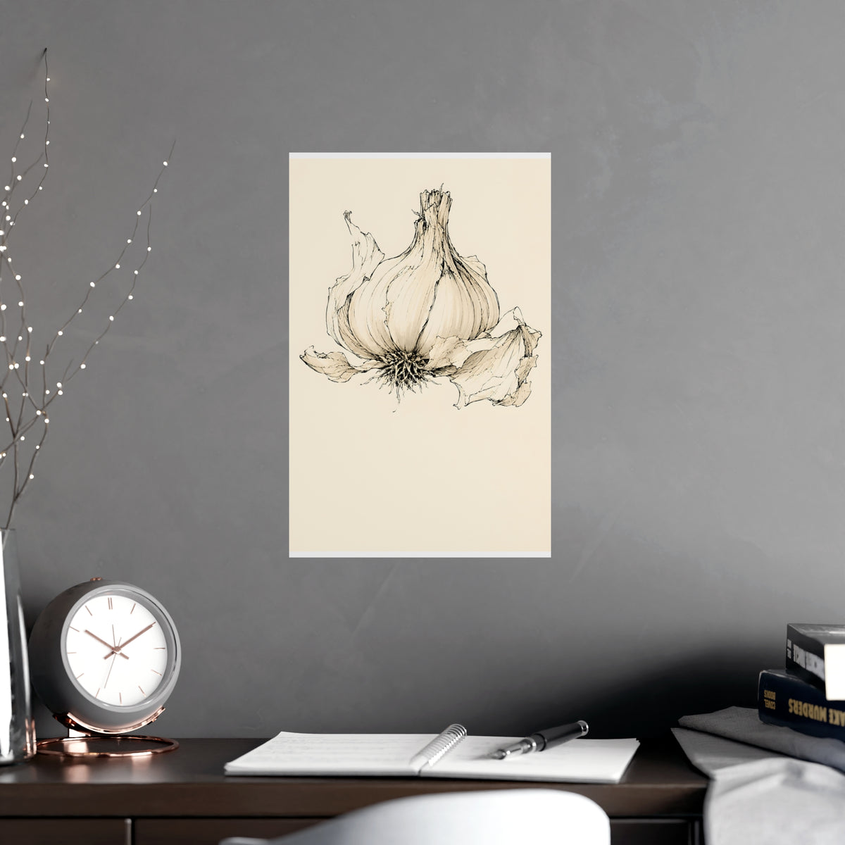 Garlic — garlic, shown framed on a wall