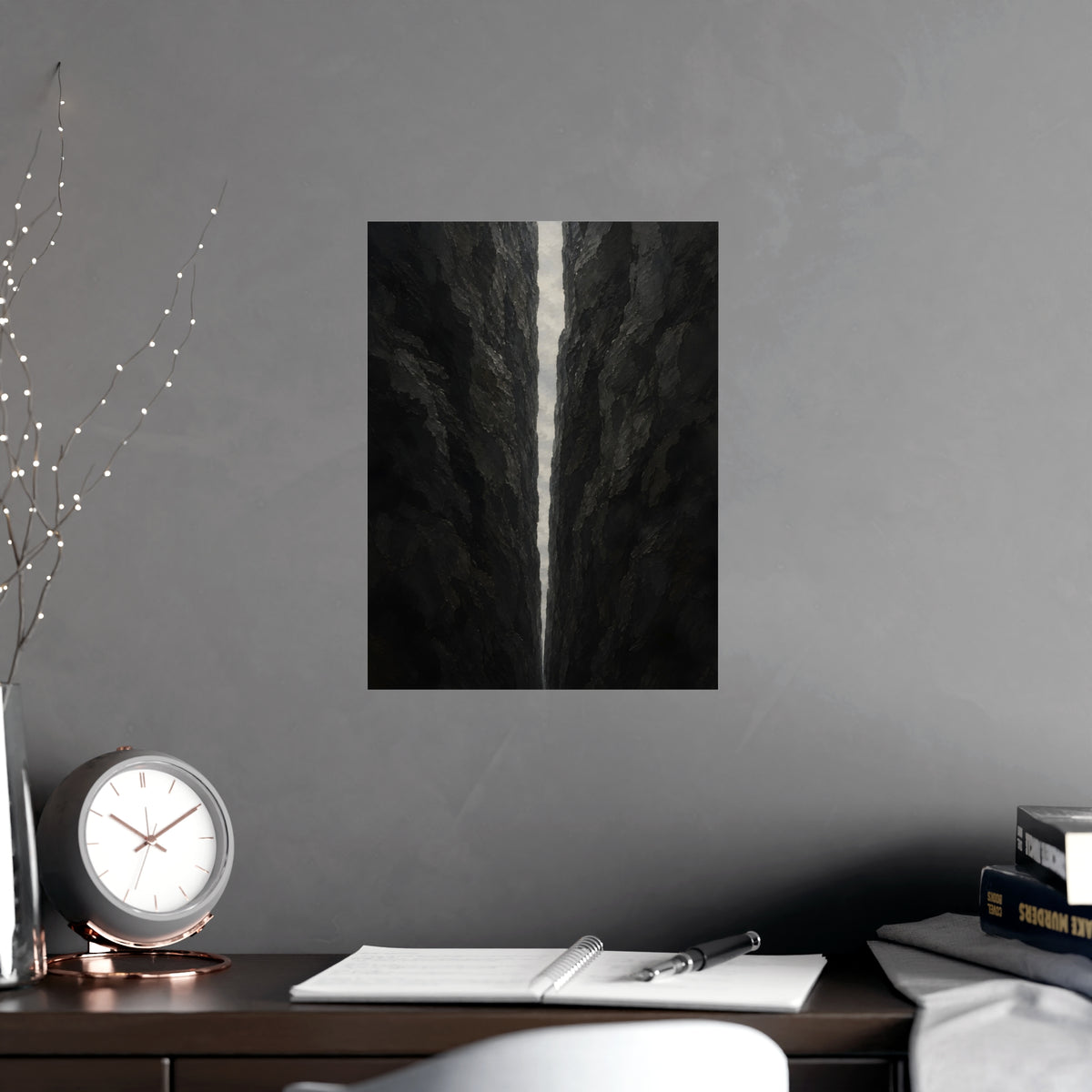 The Narrow Pass — the narrow pass, shown framed on a wall