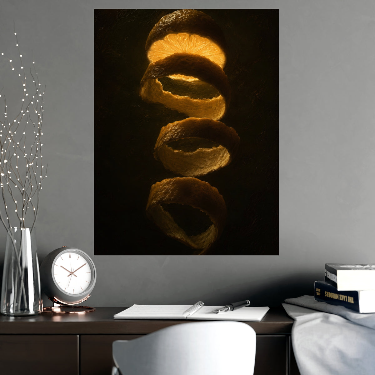 Lemon, Backlit — lemon, backlit, shown framed on a wall